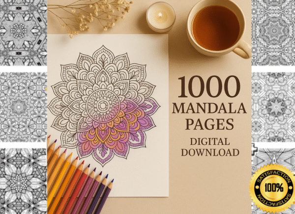 1,000 Mixed Mandala Coloring Pages