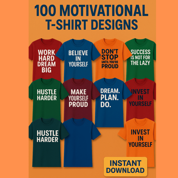 100MotivationalT-ShirtDesignsBundle